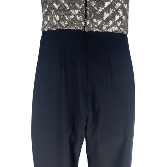 Mango MNG Strapless Sequin Quilted One Piece Jumpsuit Gold Black Size S - Picture 10 of 11